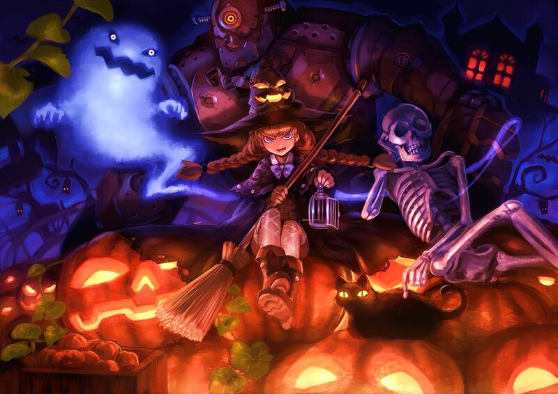 Witch on Broomstick — Purple, Spooky