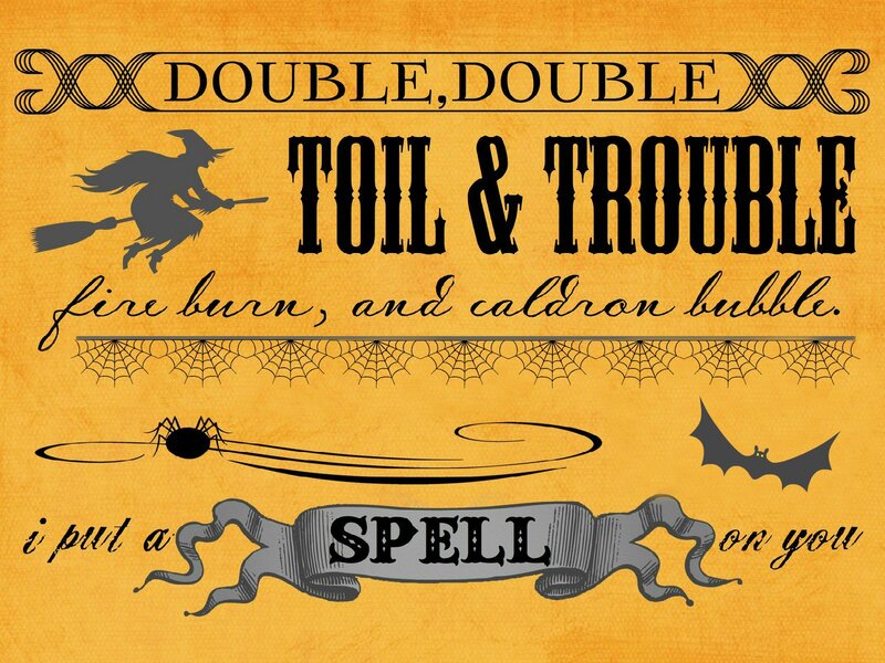 Witch on Broomstick — Yellow, Spooky