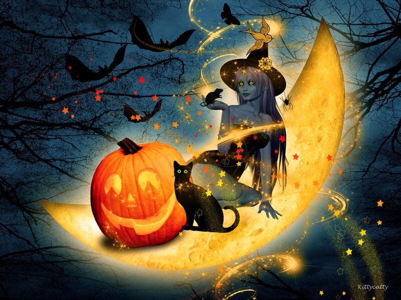 Witch on Crescent Moon