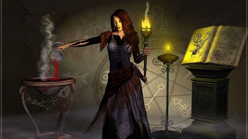 witch performing a ritual