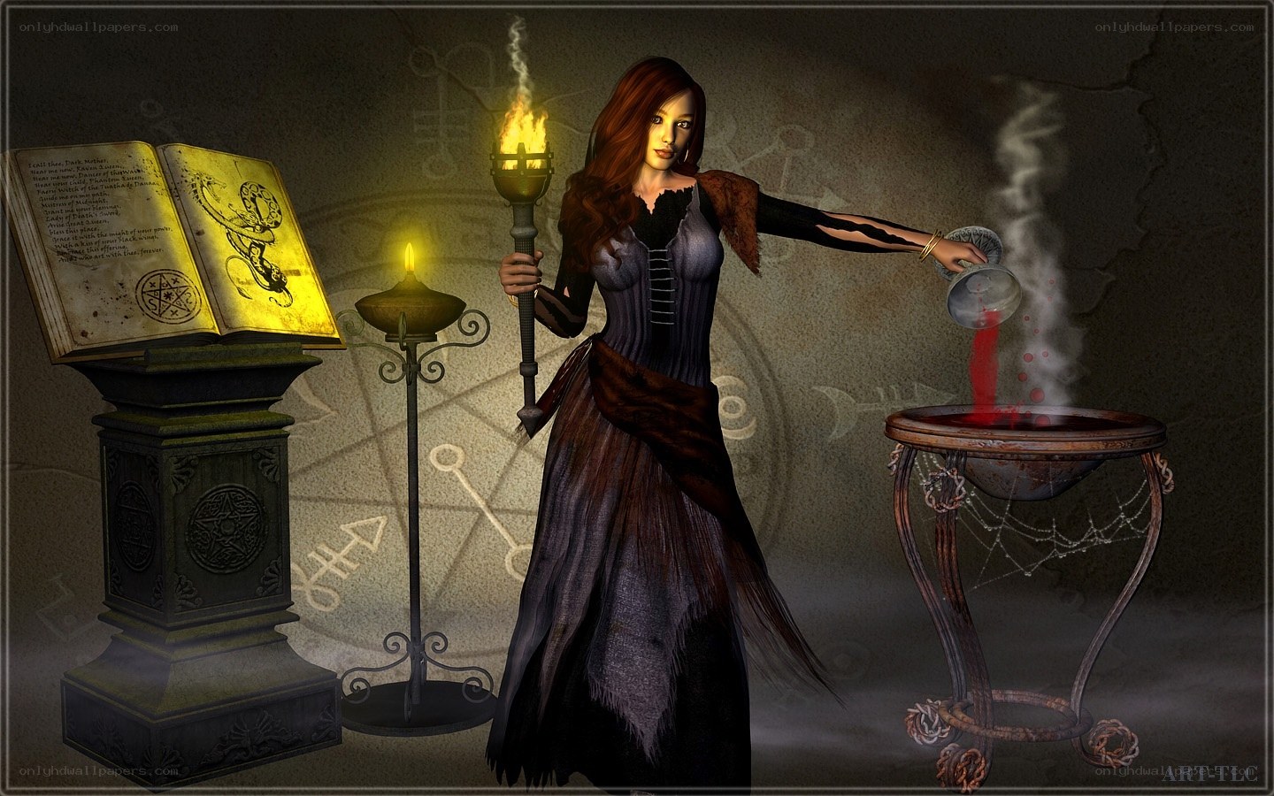 witch performing a ritual