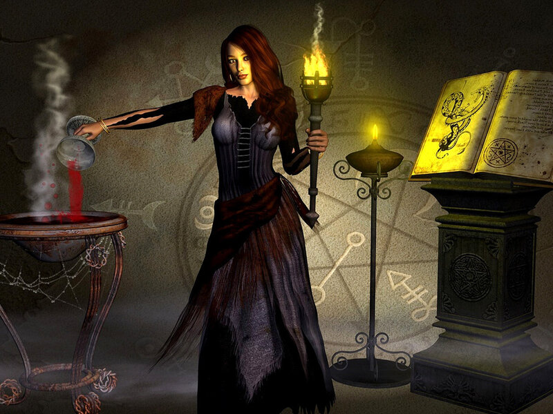 witch performing a ritual
