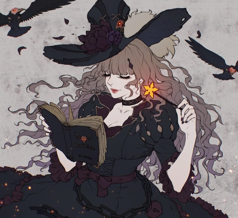 Witch Reading Book — Black