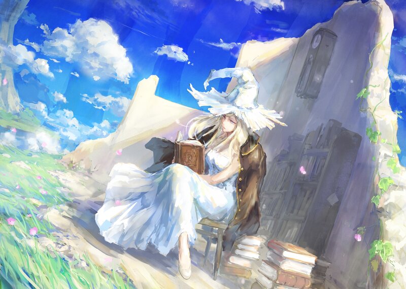 Witch Reading Book — Blue, Serene