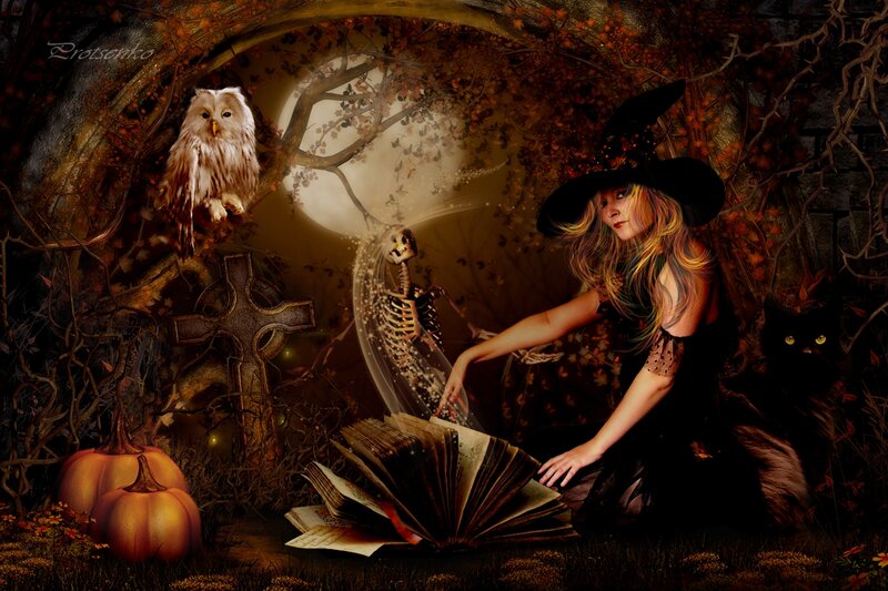 Witch Reading Spellbook — Brown