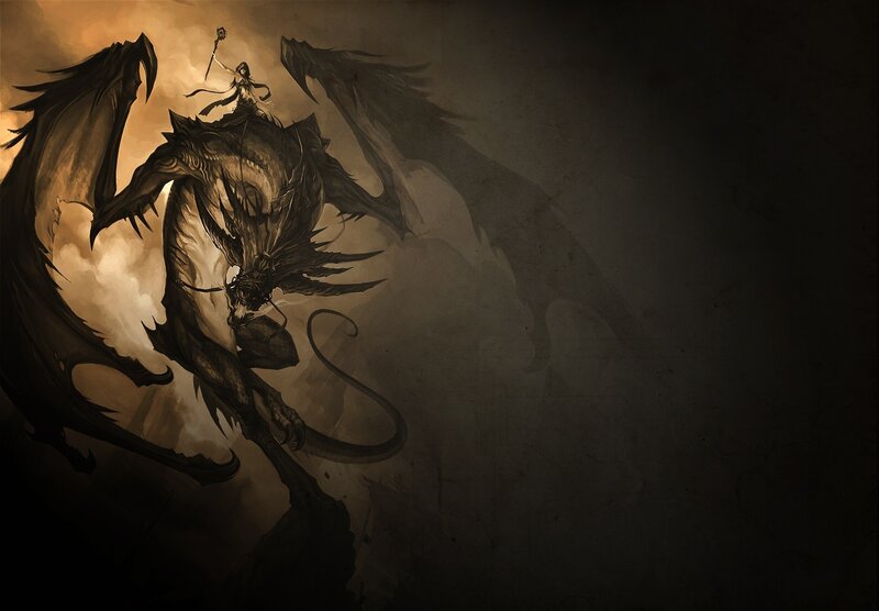 Witch Riding a Dragon — Brown