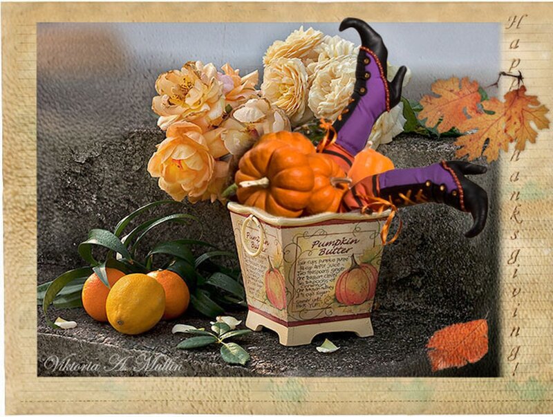 Witch's Boots in Pumpkin Basket