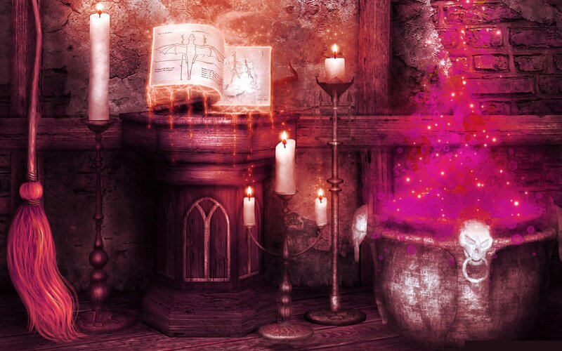 Witch's Cauldron and Book