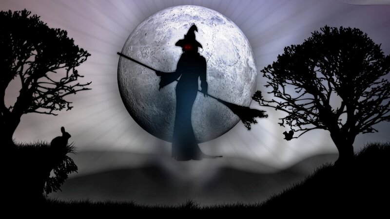 Witch Silhouette on Broom