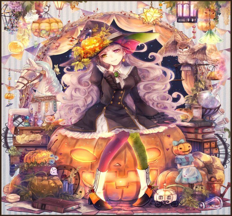 Witch Sitting on Pumpkin — Orange, Festive