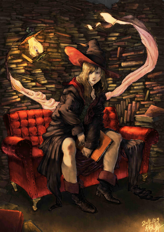 Witch Sitting on Red Chair