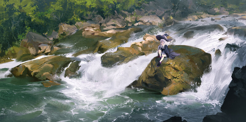 Witch Sitting on Rock