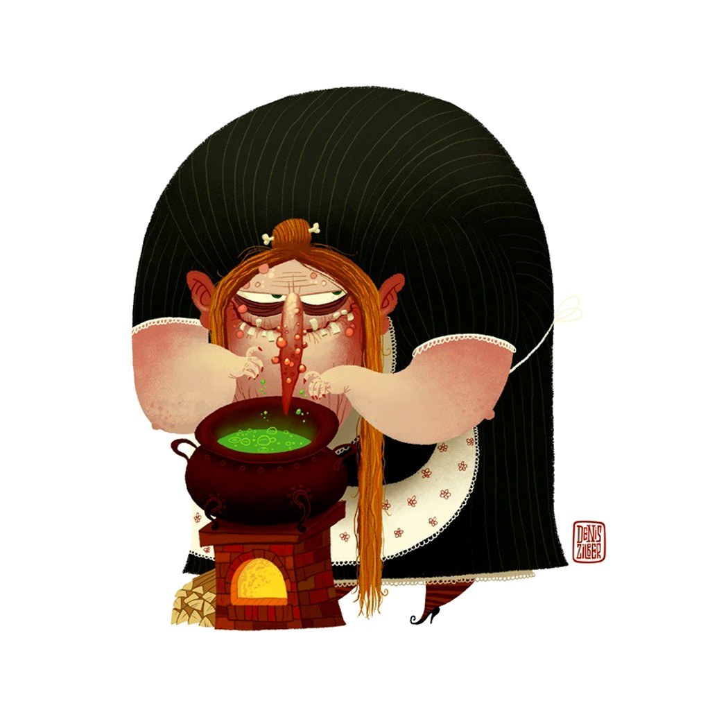 witch stirring a cauldron