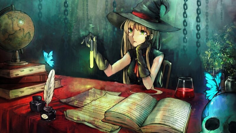 Witch Studying at Desk
