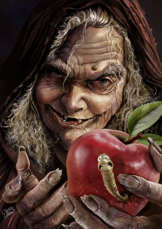 Witch with a poisoned apple