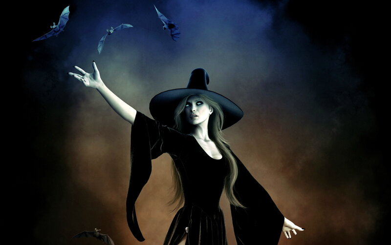 Witch with Bats — Black