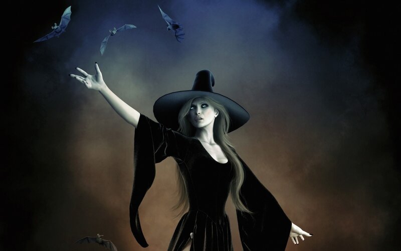 Witch with Bats