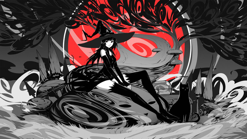 Witch with Black Cat — Dark