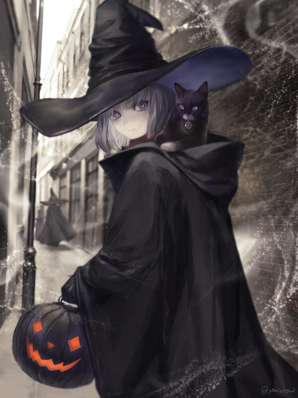Witch with Black Cat — Mysterious