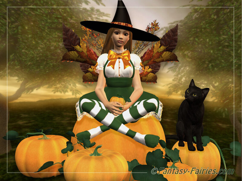Witch with Black Cat — Orange, Festive