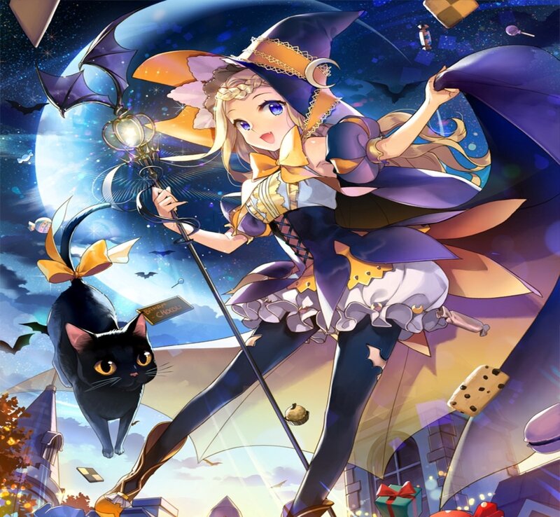 Witch with Black Cat — Purple