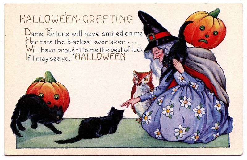Witch with Black Cats — Blue