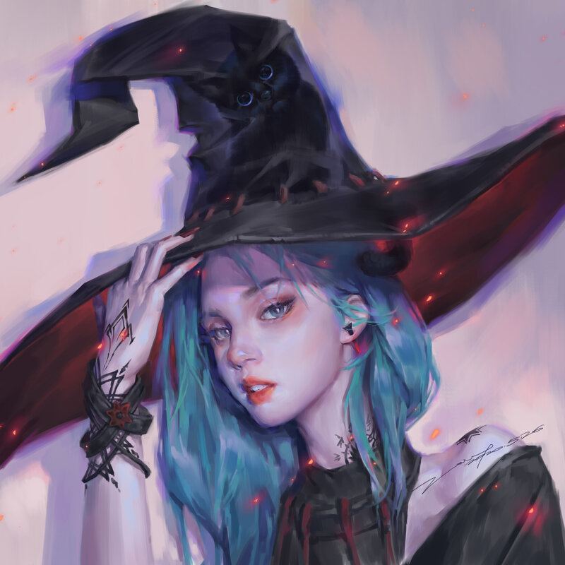 Witch with Blue Hair