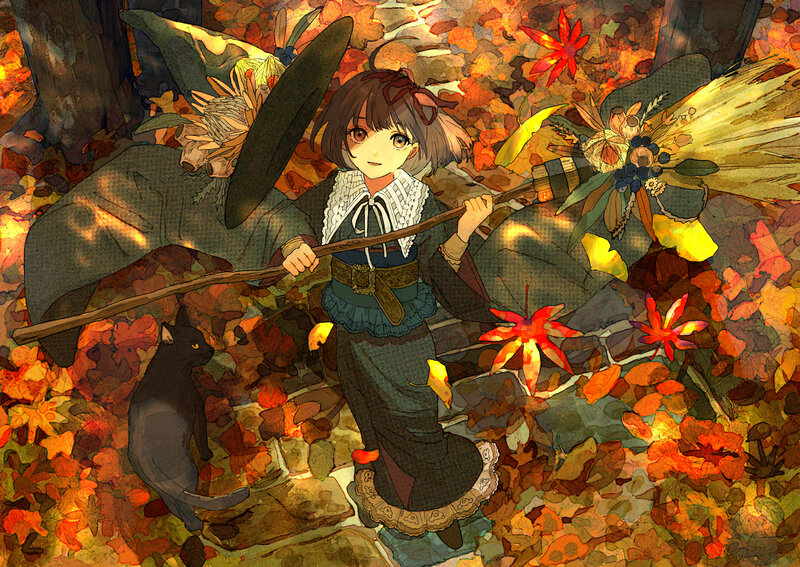 Witch with Broomstick — Orange, Serene