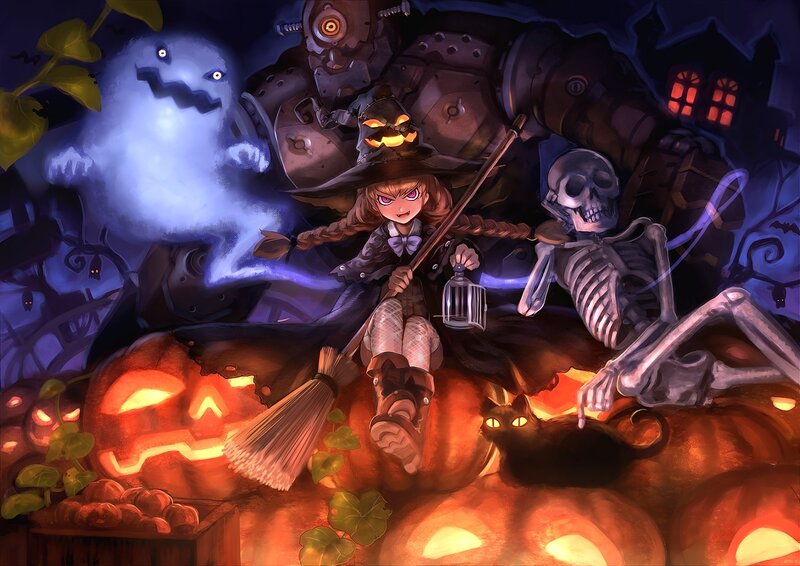 Witch with Broomstick — Orange