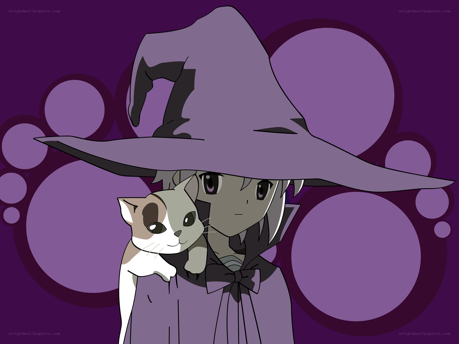 witch with cat holding kitten