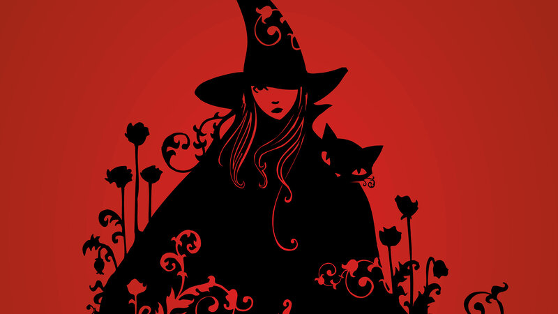 Witch with Cat — Red
