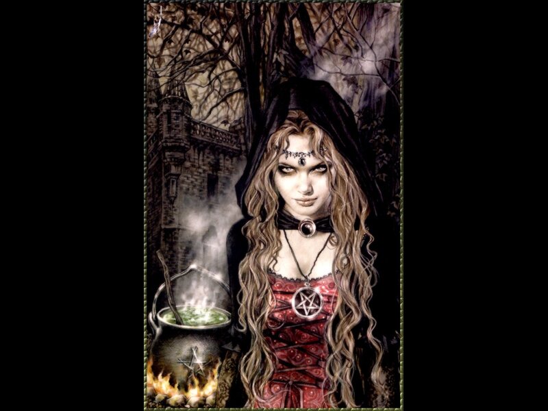 Witch with Cauldron — Black, Dark