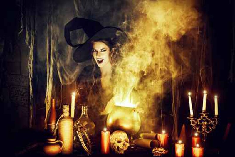 Witch with Cauldron — Black, Dramatic