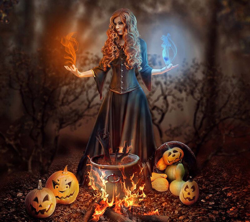 Witch with Cauldron — Orange