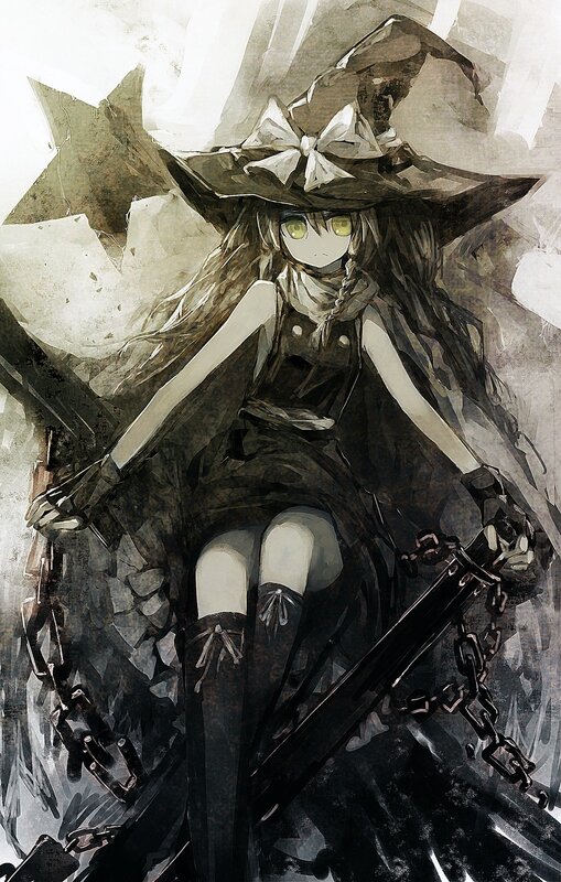 witch with chains and sword
