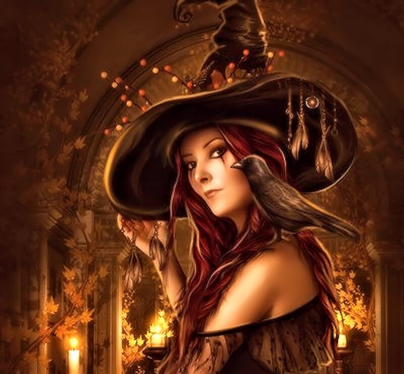 Witch with Crow — Brown