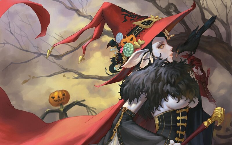 Witch with Crow — Red