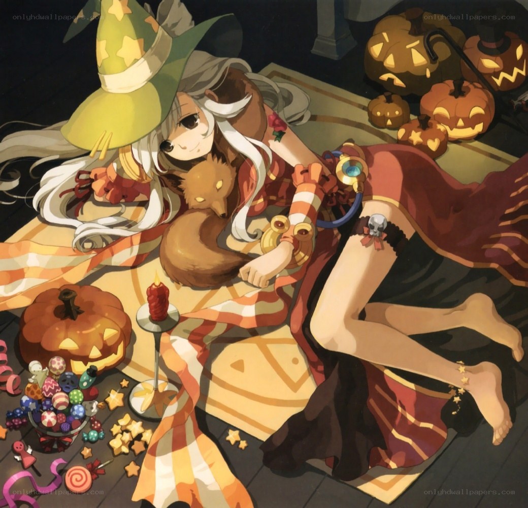 witch with fox on Halloween