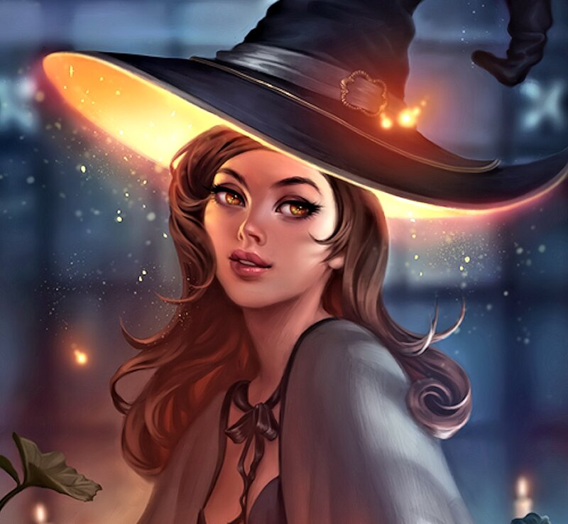 Witch with Glowing Hat