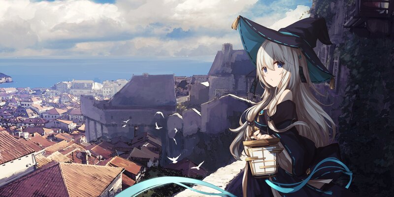 Witch with Lantern — Blue, Serene