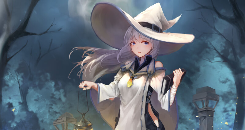 Witch with Lantern — Blue