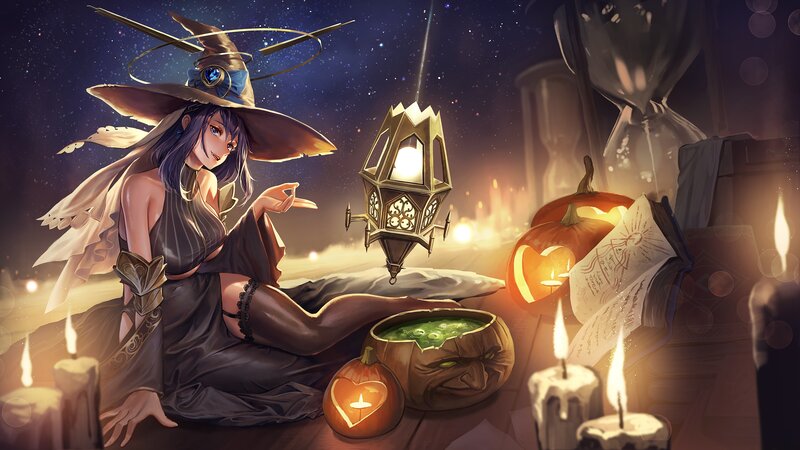 Witch with Lantern — Purple