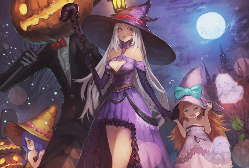 Witch with Long White Hair