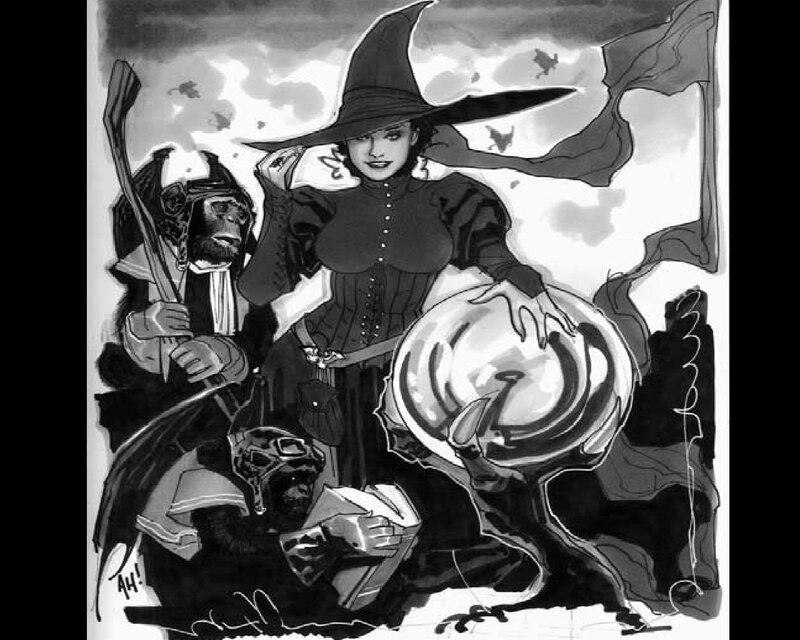 Witch with Monkey Companions