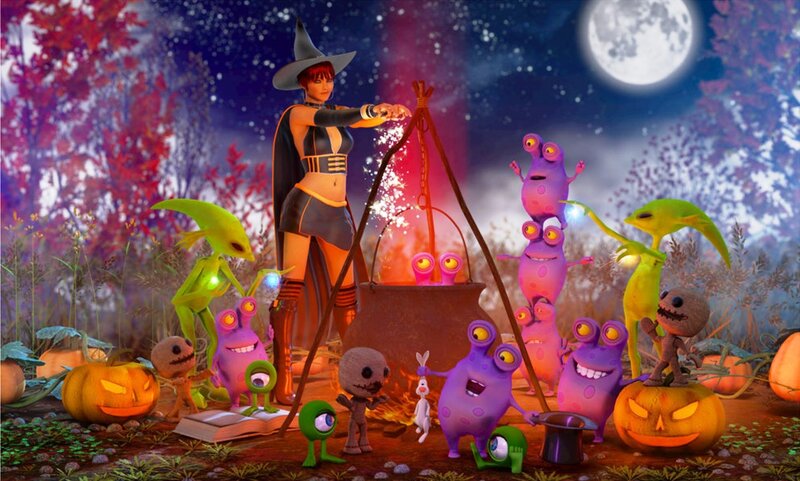 Witch with Monsters