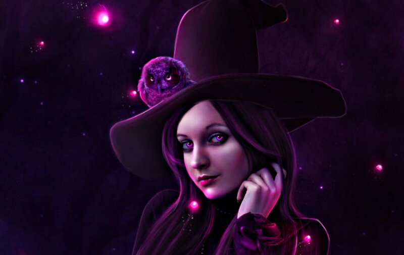 Witch with Owl — Purple