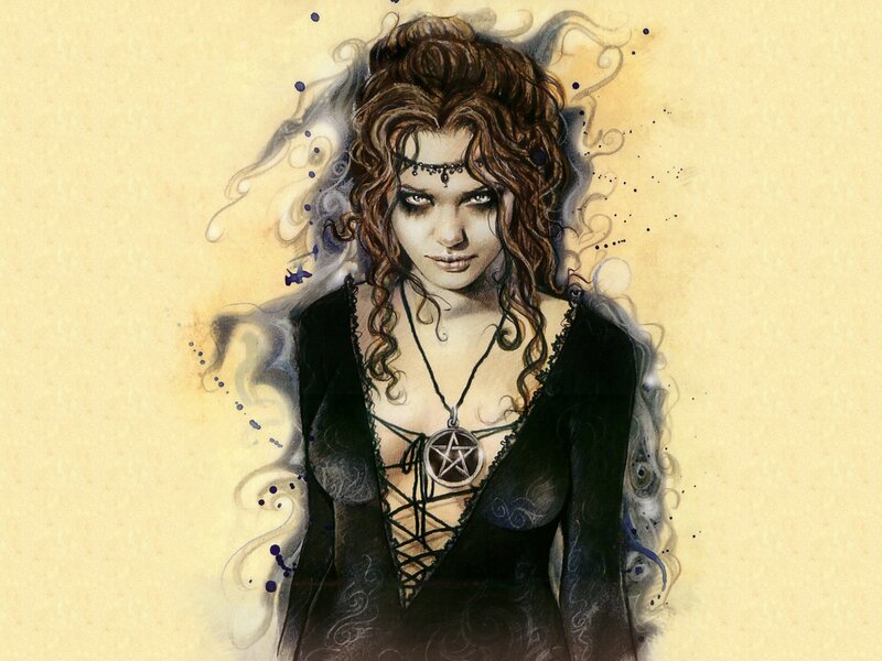Witch with pentagram pendant
