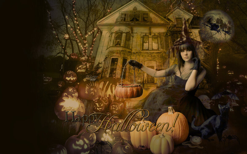 Witch with Pumpkin Basket