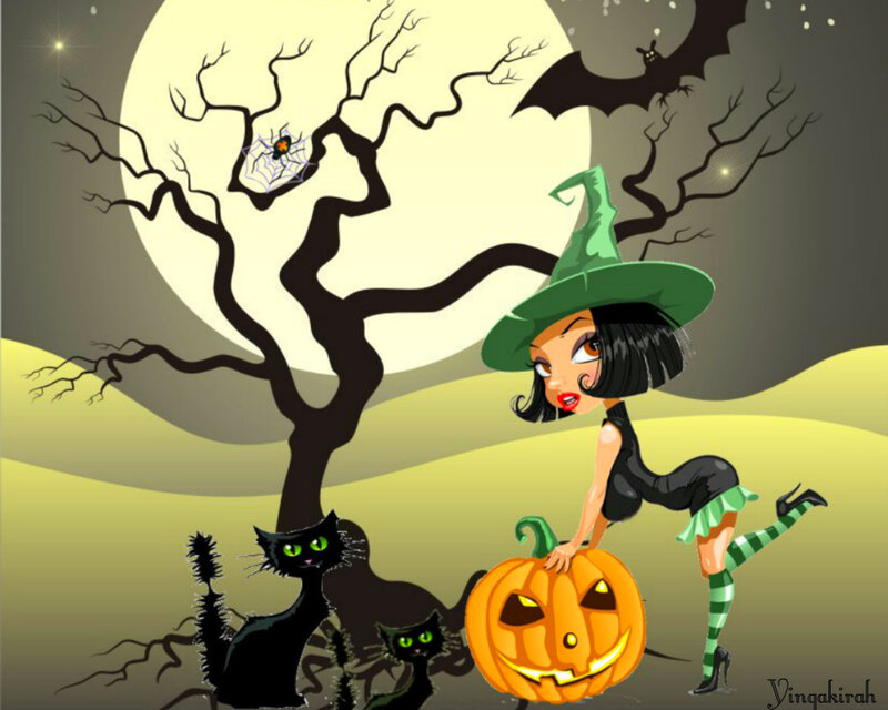 Witch with Pumpkin — Green