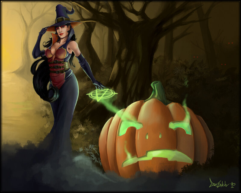 Witch with Pumpkin — Orange